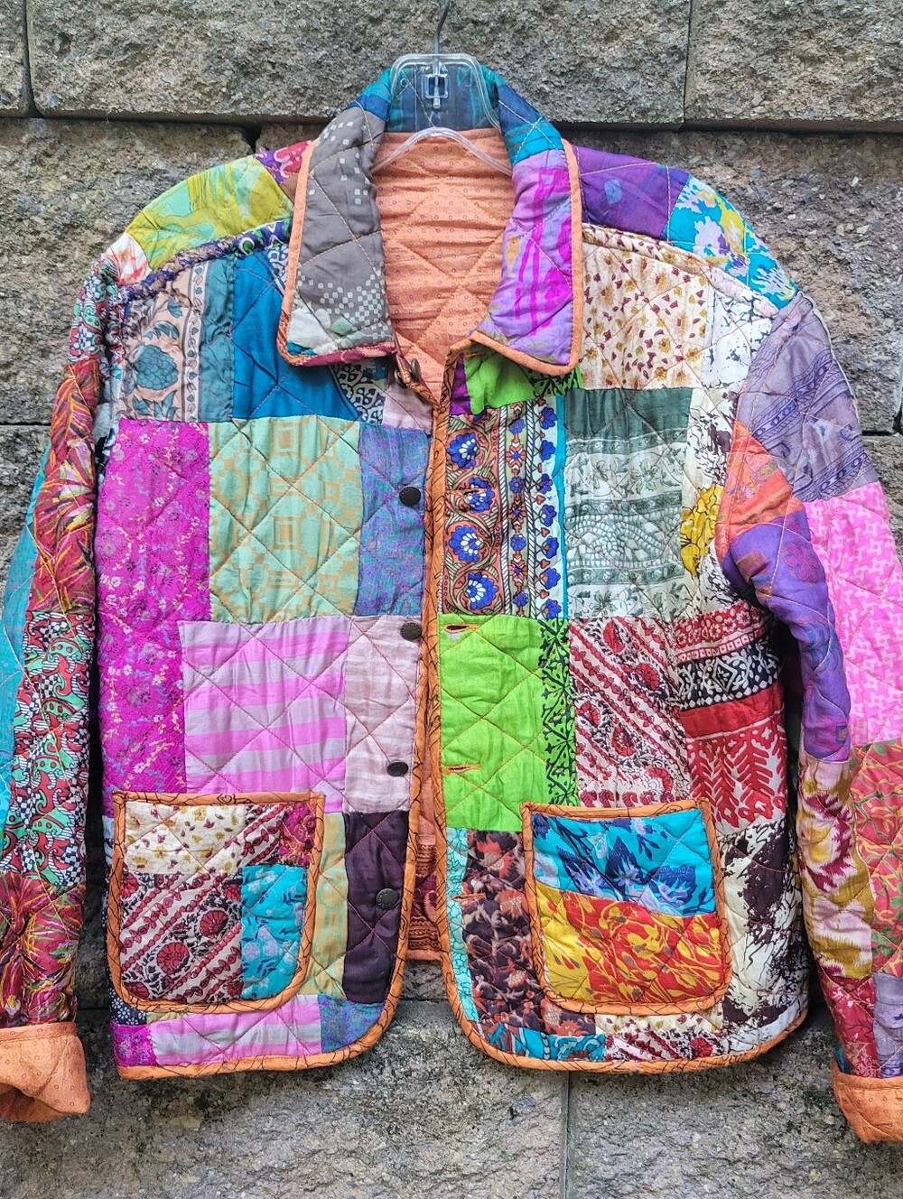 C:eed Cieed Kantha upcycled Saree patchwork reversible silk Quilted woman jacket